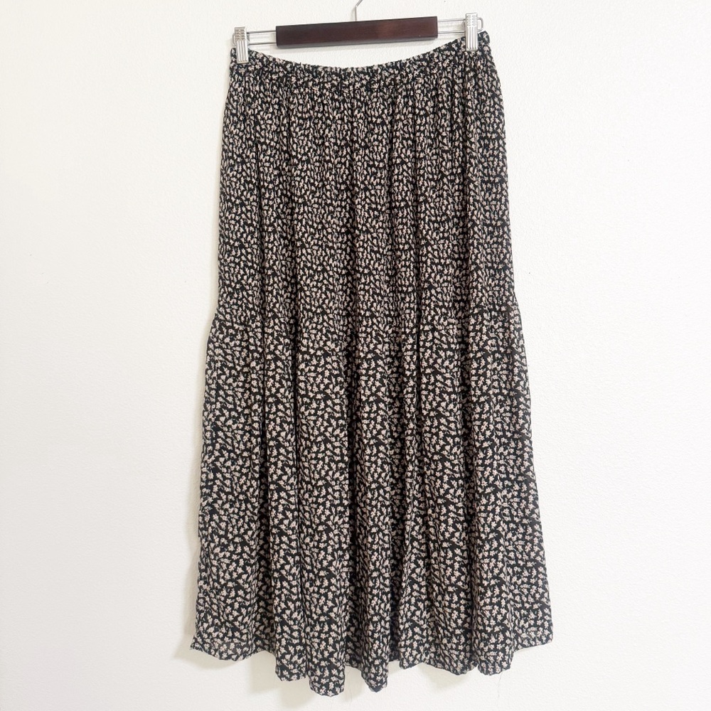 Vintage 90s Jacque and Koko Ditsy Floral Micro Pleated Maxi Skirt